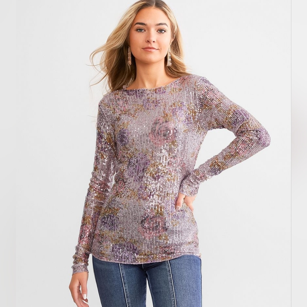 NWT Free people gold rush‎ size medium sequins and sparkle lilac combo